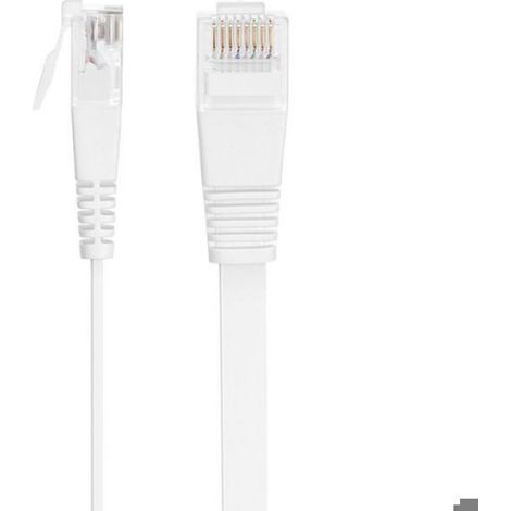 10 Mètre Câble Ethernet Plat Cat6e 28AWG Cable Internet Blanc (1/3)