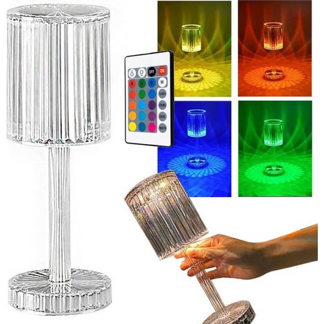 Lampe de table LED RGB avec télécommande et port USB, idéale pour une utilisation comme lampe de chevet, bureau, salon ou élément décoratif.-AquaForge
