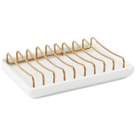 Soap Container Ceramic Stainless Steel Bar Counter Bathroom SOAP Dispenser Box Dish Box Tray Box Toilet Creative Drain Rack (1/5)