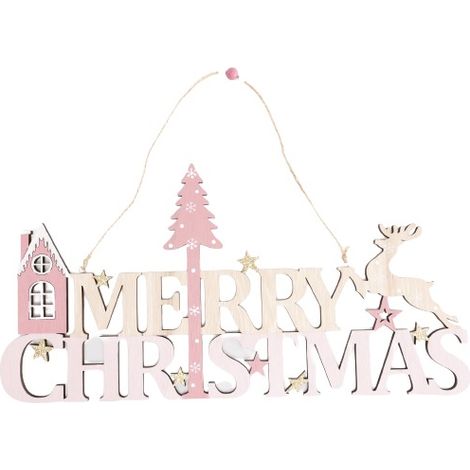 TrendLine Deko Holz Hänger Merry Christmas 42x0,5x30,5cm Weihnachten Xmas Flair
