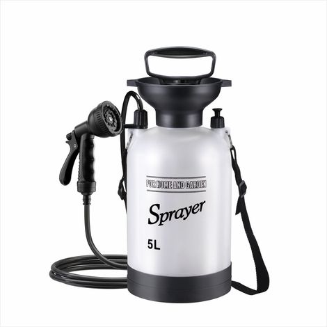 Douchette portable sous pression de 5 L avec pulvérisateur manuel pour le camping, la randonnée et les voyages (1/5)