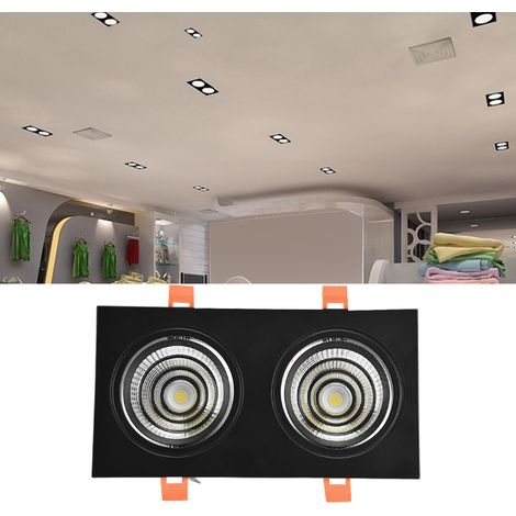 7W2 LED encastrées COB à grille d'angle réglable, ruban lumineux LED rectangulaire à double tête pour plafond, pilote LED. (1/5)