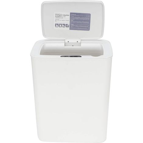 Poubelle intelligente à capteur infrarouge automatique 14 L Poubelle domestique blanche pour cuisi (1/5)