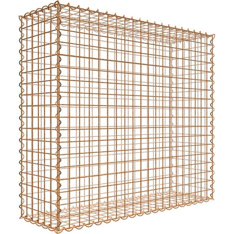 Gabiondeco - Gabion aspect rouille 100 cm x 90 cm x 30 cm (L x H x P). taille des mailles 5 x 5 cm. formation de rouille naturelle en cours - Made in Germany (1/3)