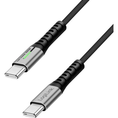 LogiLink USB-C® Kabel USB 2.0 USB-C® Stecker 0.30 m Schwarz mit LED, beidseitig verwendbarer Stecke (1/5)