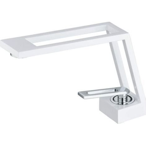 Robinet Salle de Bain Mitigeur Lavabo,Moderne Robinet Lavabo en Laiton,Design Créatif Robinets de Lavabo,Blanc et Chrome