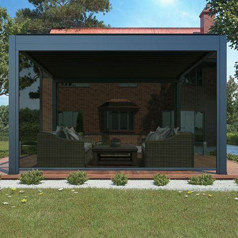 - laterale zanzariera in textilene apertura manuale per pergola 4 m (1/2)