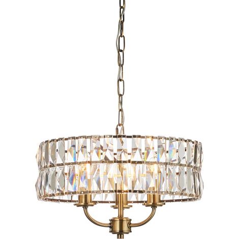 Endon Clifton Lampada a sospensione da soffitto a 3 bracci multipli in ottone anticato (1/5)
