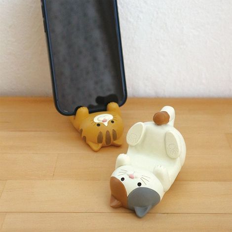 Ornement chat multifonctionnel pour téléphone, tablette, lunettes et stylo, décoration de bureau pour la maison, chat tricolore (1/5)