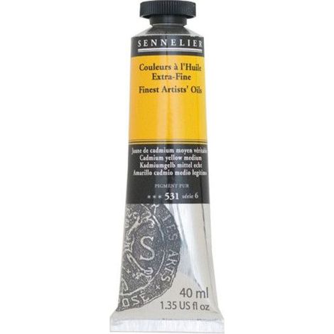 Couleurs à l'huile - Sennelier - Jaune Cadmium moyen - 40ml - Pigments naturels - Finition satinée