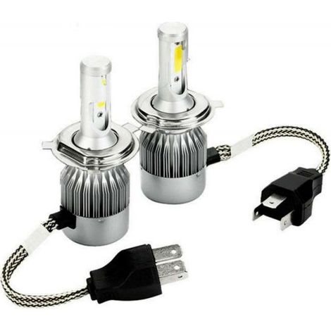 Coppia kit lampade luci LED auto Fiat Punto EVO fari H4 C6 7600LM 36w 6000k COB H4 6000K