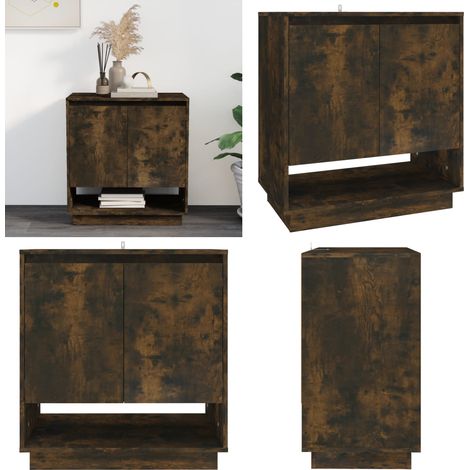Buffet Chêne fumé 70x41x75 cm Bois d'ingénierie - Buffet - Meuble De Rangement - Armoire - Commode - Mobilier - Home & Living (1/5)