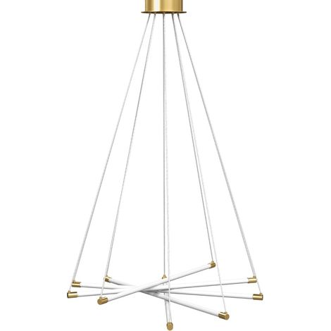 Suspension LED 50W à 5 tubes lumineux ajustables, design doré et blanc pour salon, salle à manger, cuisine (1/5)