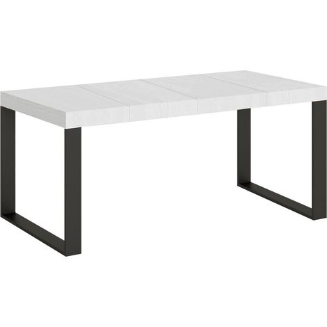 Tavolo allungabile 90/246x90 cm Tecno Premium bianco frassino gambe antracite (1/4)