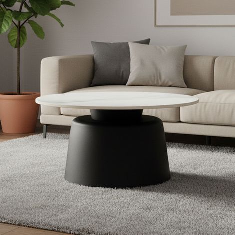 Table basse 70x70x36cm en céramique blanc marbré - SANTINI (1/5)