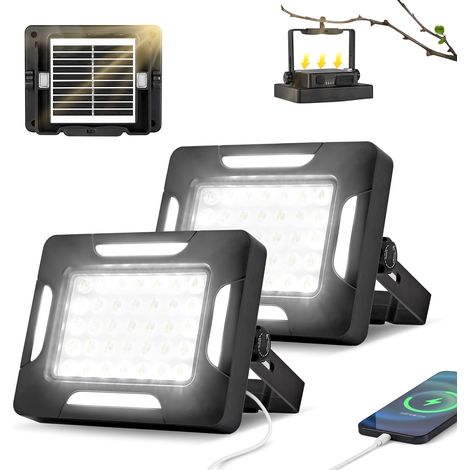 Lampe solaire de camping LED 2000 lm à intensité variable - Magnétique, étanche IP67, 5 modes d'éclairage et support pour une utilisation intérieure et extérieure (1/5)