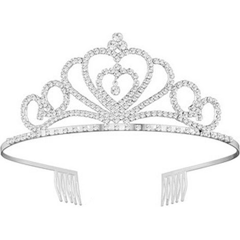 Diadème - Couronne Princesse Avec Peignes - Alliage Résistant Strass Brillant - Pour Mariage Bal Promo Anniversaire - 1 Pièce (1/5)