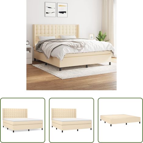 Sommeil réparateur - Sommier à lattes de lit avec matelas Crème 180x200 cm Tissu (1/5)