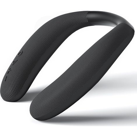 Haut-Parleur Bluetooth Portable Tour de Cou sans Fil Théâtre Son  12h d'écoute, vrai son stéréo 3D, micro intégré, enceinte cou étanche pour intérieur et extérieur