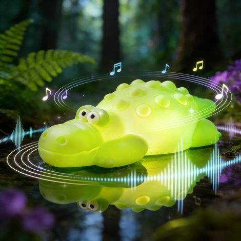Veilleuse Crocodile Bruit Blanc,Lampe de Chevet Tactile 3 Niveaux Réglables,5 Sons,Minuterie 30 Min,USB Rechargeable,Décoration Chambre Adulte,Cadeau (1/5)