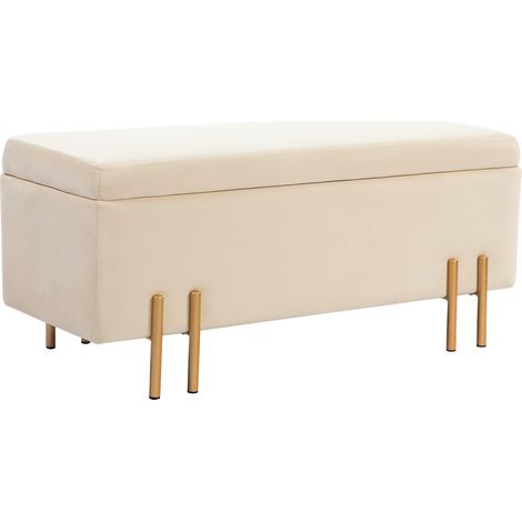 Banco arcón acolchado beige 100 x 40 x 42 cm con patas metálicas (1/5)