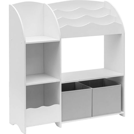 Rebecca Mobili Organizer per Giocattoli Mobile per Cameretta Bianco MDF con 2 Scatole 5 Vani