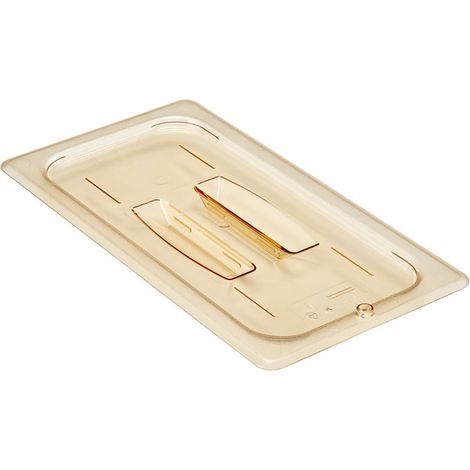 Couvercle avec poignée GN 1/3 - Haute température - 17.6 x 32.5 cm - Ambre - Lot de 6 - Cambro