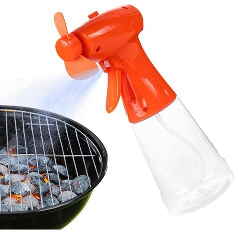Ventilateur personnel portable orange avec brumisateur d'eau à piles - Ventilateur de poche/de bureau pour intérieur/extérieur (1/5)