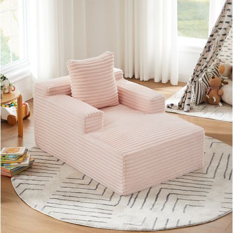 Chaiselongue Sofa rosa aus Cord mit Schlaffunktion ohne Montage (1/5)