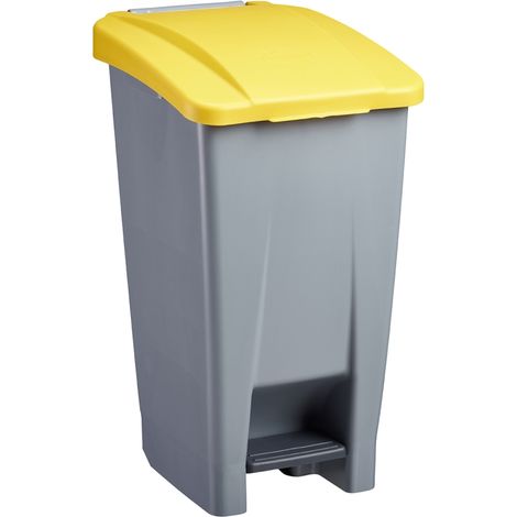 Poubelle mobile à pédale Mobily Green - 60l - jaune / gris (1/2)