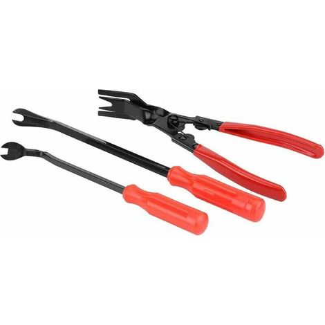 Outil de retrait de bande de garniture, pince à riveter rouge et noire, pince, pince de panneau de porte, pour enlever les panneaux de porte de voiture, les tableaux de bord, retirer les clips de garn (1/5)