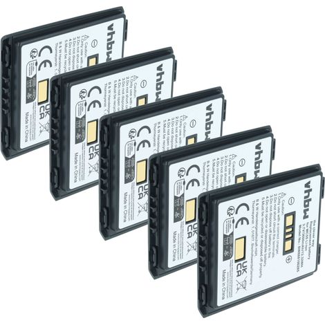 vhbw 5x Batería recargable compatible con Symbol MC659B, MC67 PDA (3600mAh, 3,7V, Li-Ion)
