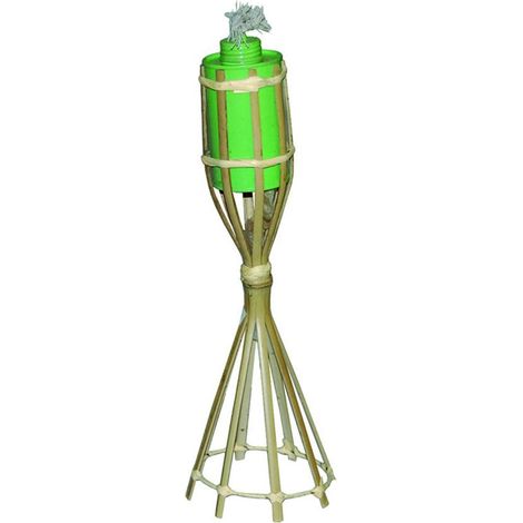 Torcia In Bambù Con Base Da Appoggio - Altezza 35 cm - Serbatoio ø 10x5,5 cm - 10 pz