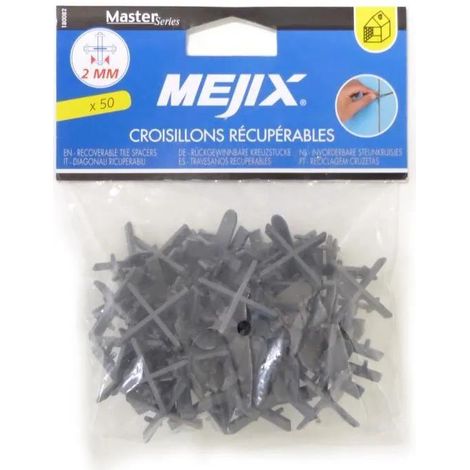Mejix Fliesenlegerwerkzeug graue Kreuzstücke 2 mm 50 Stück