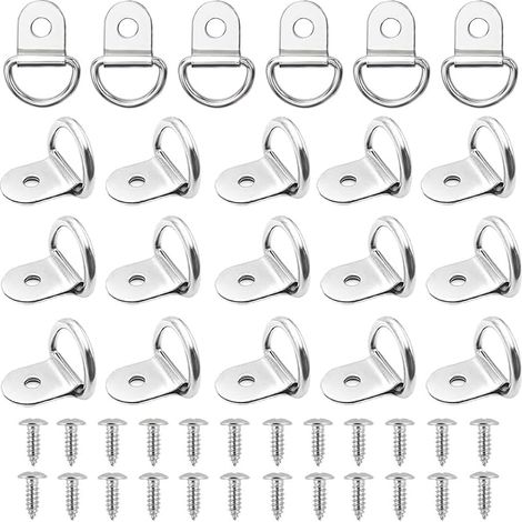 Lot de 20 anneaux d'arrimage pliables en acier inoxydable 304, anneaux d'arrimage pour remorque, crochet d'arrimage, avec 20 vis (1/5)