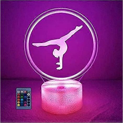 Veilleuse 3D créative sur le thème de la gymnastique artistique, alimentée par USB, avec interrupteur tactile et télécommande. Décoration LED, illusion d'optique, lampe 3D 7/16 couleurs changeantes, c (1/5)