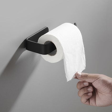 1pc Toilet Paper Holder, Wall Mounted Paper Holder, Metal Toilet Roll Holder, Black (1/5)