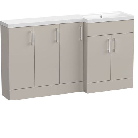 Wichnor Floor Standing 5 Door Vanity Basin Combination Unit with Polymarble Basin, 1500mm, Right Hand, Pebble Grey (1/4)
