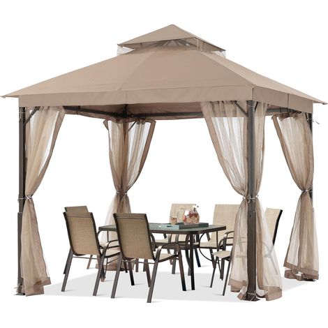 Tonnelle de terrasse 2,4 x 2,4 m avec moustiquaire (1/5)