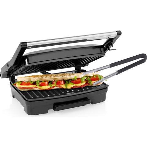 Elektro Kontaktgrill, feste Platten, Paninimaker Grillzange 750W, 23x15cm (1/5)