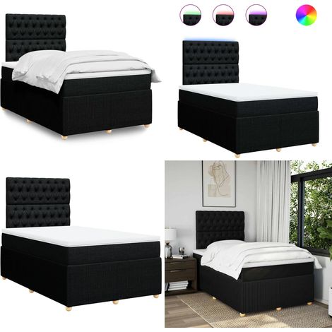 vidaXL Sommier à lattes de lit avec matelas Noir 120x200 cm Tissu (1/5)