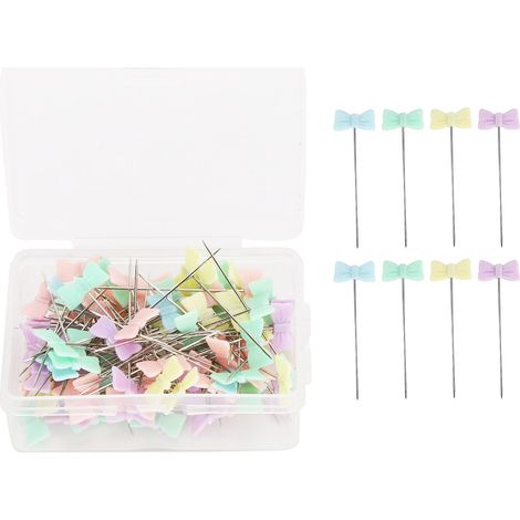 100pcs Button Butterfly Bow Tie Head Sewing Pins Flat Head Straight Quilting PinsBow Tie (1/5)