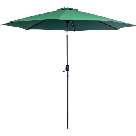 Outsunny Neigbarer Sonnenschirm Ø 3 m in Grün-Metall, 180 g/m² Polyestergewebe, Kurbel