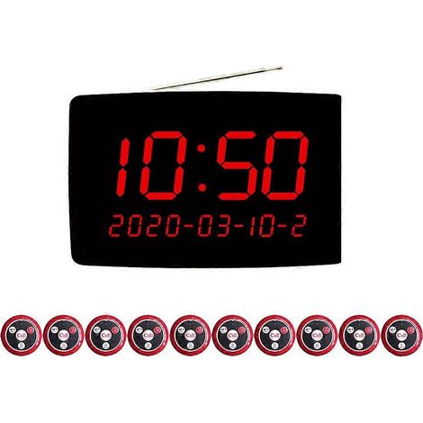 Système d'appel serveur sans fil avec bouton d'appel et affichage LED pour restaurant, café, bar, service client (prise UE). (1/5)