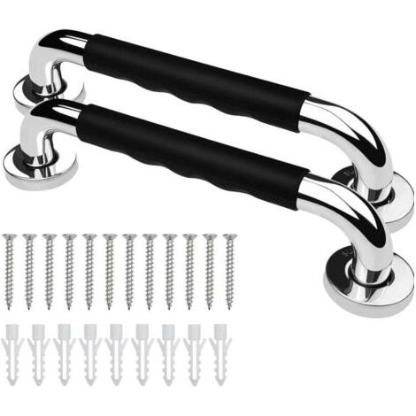 Barre d'Appui WC, 30cm Lot de 2 Antidérapante Barre d'Appui de Salle de Bain, Barres Douche Baignoire Main Courante Inoxydable Maintien Poignée Douche Âgées/Handicapées/Enfants/Enceinte (1/4)