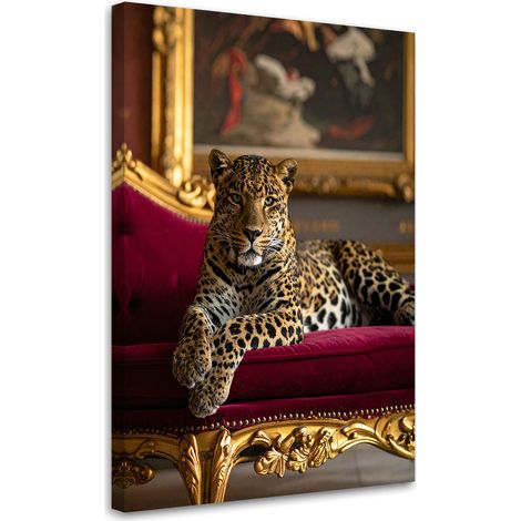 Tableaux, Léopard allongé sur un canapé animaux glamour,20x30 (1/4)