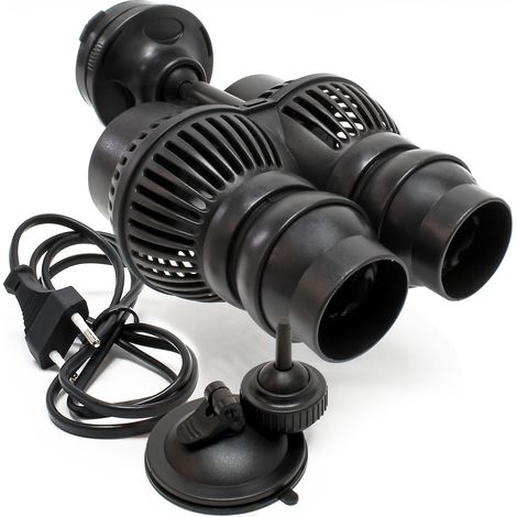 SunSun JVP-201AB Strömungspumpe 6000 l/h 12 W Aquarium Pumpe mit 2 schwenkbaren Düsen, Saugnapf und Magnethalter zur einfachen Befestigung