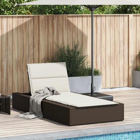 Maison Exclusive - Lettino Prendisole con Cuscino Galleggiante Marrone Polyrattan