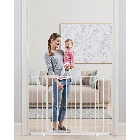 VEVOR Baby Gate, 26-48 Inches Adjustable Width, 36 Inches High Dog Gate, Easy Step Walk Thru, for Child Pet Security, Pressure Mount Kit, Wall Cups, One-Hand Open, for Stairs and Doorways, White (1/5)