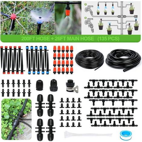 PVC drip irrigation system kit, adjustable automatic sprinkler for garden, greenhouse and lawn (1/5)